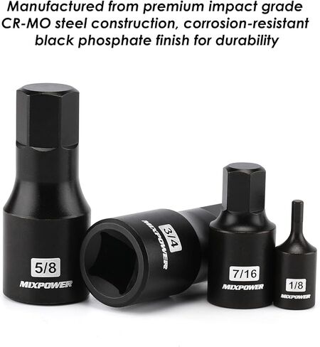 MIXPOWER 14-Piece Dr. Bit Socket Set, 2.5mm to 19mm, 1/4", 3/8" and 1/2" Drive, Cr-Mo Impact Grade, Metric, Hex Bit Socket in Kuwait