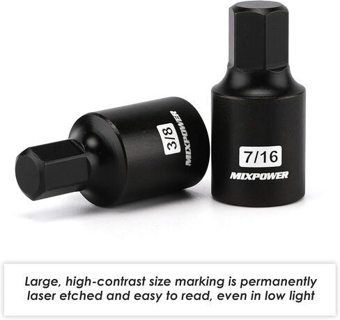 MIXPOWER 14-Piece Dr. Bit Socket Set, 2.5mm to 19mm, 1/4", 3/8" and 1/2" Drive, Cr-Mo Impact Grade, Metric, Hex Bit Socket in Kuwait