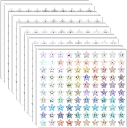 Sodknw 25 ورقة من 1 إلى 100 ملصق ليزر عاكس صغير مستدير بأرقام متتالية أشكال الحب ذاتية اللصق لتخزين المخزون وتنظيم الملصق (تصميم القلب) in Kuwait