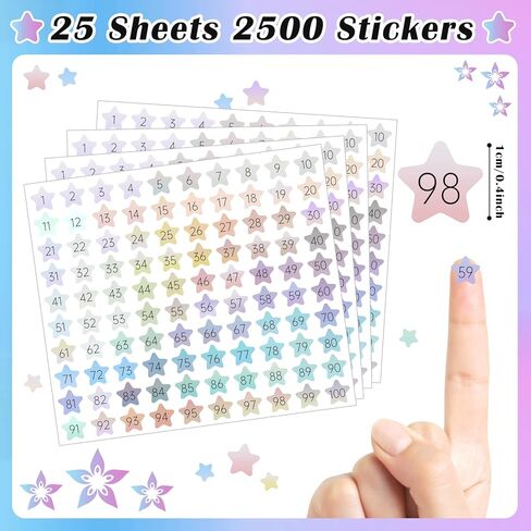 Sodknw 25 ورقة من 1 إلى 100 ملصق ليزر عاكس صغير مستدير بأرقام متتالية أشكال الحب ذاتية اللصق لتخزين المخزون وتنظيم الملصق (تصميم القلب) in Kuwait