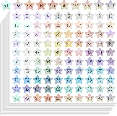 Sodknw 25 ورقة من 1 إلى 100 ملصق ليزر عاكس صغير مستدير بأرقام متتالية أشكال الحب ذاتية اللصق لتخزين المخزون وتنظيم الملصق (تصميم القلب) in Kuwait