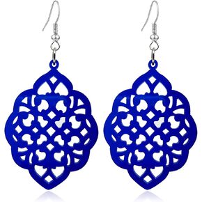 Lightweight Colorful Acrylic Resin Carved Earrings Bohemian Statement Geometric Acetate Dangle Drop Earrings for Women Girls Fashion Jewelry Gift