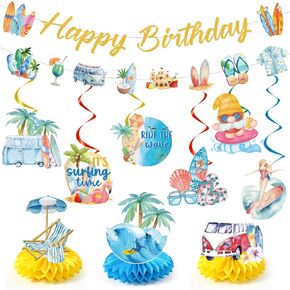 Pizza Party Decorations - 11PCS Pizza Birthday Party Decorations Pizza Happy Birthday Banners Hanging Swirl Pizza Theme Honeycomb Centerpieces Table Decor Supplies Pizza Decorations for Party