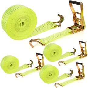 4 Pack 2 Inch Ratchet Straps Heavy Duty 20ft Tie Down Straps Ratchet with Double J Hook, 8000 LBS Break Strength, Cargo Ratchet Straps for Truck, Trailers, Motorcycle, Kayaks, Car Roof