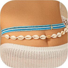 ALEXTINA Dainty Waist Beads Chain Layered Summer Corlorful Belly Chains Bikini Beach Jewelry Body Chain for Women