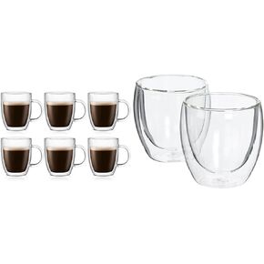 Bodum 10oz Bistro Double Wall Insulated Mug, High-Heat Borosilicate Glass, Set of 2, Clear
