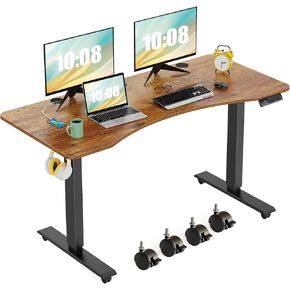 farexon Electric Standing Desk Adjustable Height, 47x24 Inches Computer Desk with 4 Preset Heights, Double, Advanced Multifunctional Stand up Desk for Home/Office(Oak Gray)