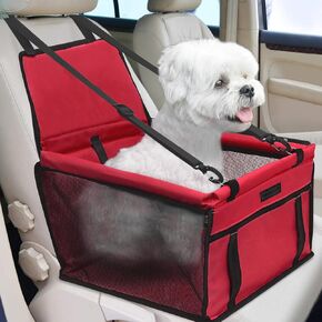 PetsHome Dog Car Seat Foldable Dog Car Booster Seat Waterproof Breathable Oxford Travel Bag for Small to Medium Dogs, Puppies, and Pets-Pattern Blue