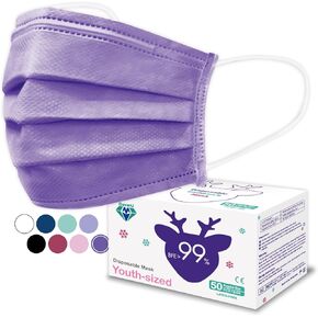 Medtecs Kids Face Mask Disposable - 2 Sizes Option (Child/Youth) 50 PCs - Comfy 3-Ply Breathable Children Masks, The Better & Safer Choice - Youth | Cobalt Blue in Kuwait