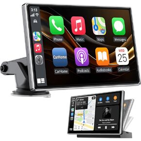 Wireless A-pple Carplay Screen for Car, 7'' Car Play Screen with Voice Control, GPS Navigation, Android Auto, Mirror Link, HD IPS Touchscreen Car Stereo