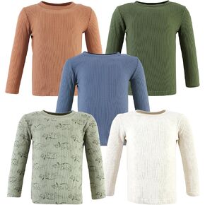 Hudson Baby Unisex Baby Thermal Long Sleeve Tees 5pk, Soft Pink Sage Rose, 18-24 Months