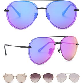 DIFF Lenox Oversized Aviator Sunglasses for Women UV400 Polarized Protection, Turquoise Metallic + Teal Mirror
