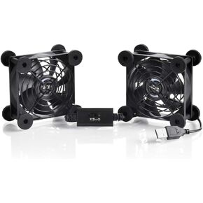 USB Dual 120mm Quiet Fan, 5V USB Portable Cooling Fan for Flat Panel TV Receiver Router DVR Playstation Xbox Computer Cabinet Cooler