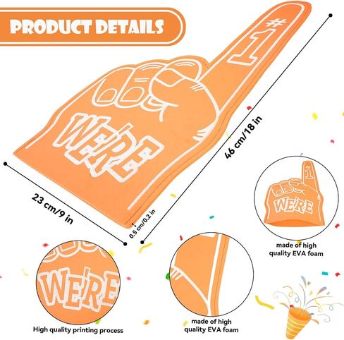 5Pack 18 Inch Giant Foam Finger We're Number 1 Foam Hand Cheerleading Foam Fingers Hand Cheerleading Foam Fingers for Sports Events Games Party Supplies in Saudi Arabia