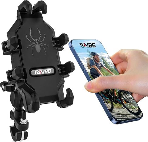 Motorcycle Phone Holder, Bicycle Phone Holder with Silicone, Upgrade Quick Install Handlebar Clip for Most Smartphones, Black in Saudi Arabia