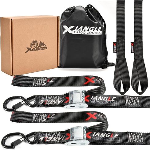 أشرطة ربط للدراجة النارية - 1.5 بوصة 6 أقدام، أشرطة ربط بإبزيم كام مع حلقات ناعمة، قوة كسر 3300 رطل، مثالية للدراجات النارية، النقل ATV وUTV - عبوتان in Kuwait