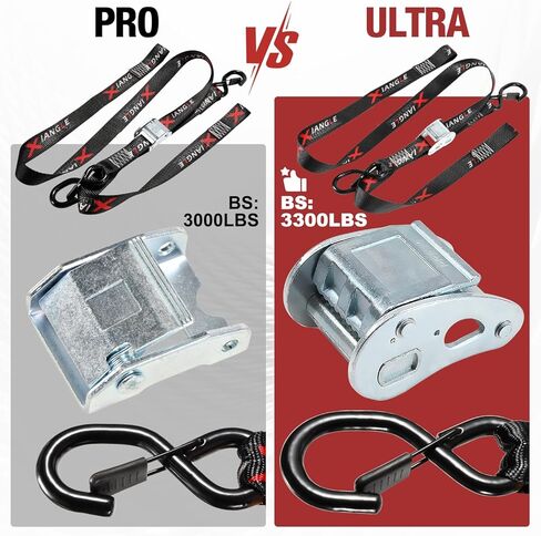 أشرطة ربط للدراجة النارية - 1.5 بوصة 6 أقدام، أشرطة ربط بإبزيم كام مع حلقات ناعمة، قوة كسر 3300 رطل، مثالية للدراجات النارية، النقل ATV وUTV - عبوتان in Kuwait