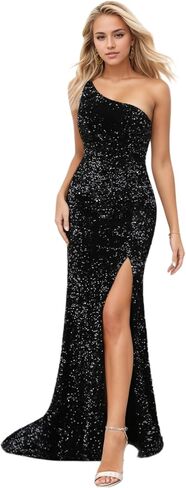 Women's Sequin Long Formal Dresses Off Shoulder Sparkly Dress Sleeveless Cocktail Party Dress Evening Gowns with Side Split in Saudi Arabia
