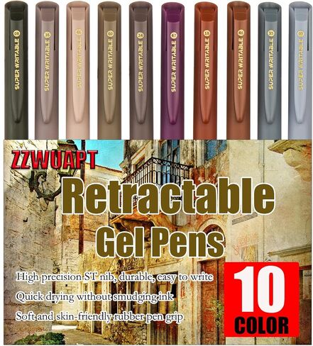 Green Retractable Gel Pens,Colored Gel Pens 10 Color Set Colorful Multi-color Ink 0.5mm Fine Point Comfort Grip Quick Drying for Journals Notebooks Planners Calendars Notes Drawing Crafts in Saudi Arabia