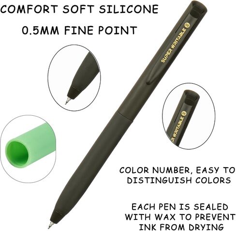 Green Retractable Gel Pens,Colored Gel Pens 10 Color Set Colorful Multi-color Ink 0.5mm Fine Point Comfort Grip Quick Drying for Journals Notebooks Planners Calendars Notes Drawing Crafts in Saudi Arabia