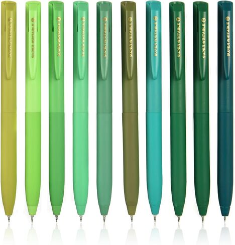 Green Retractable Gel Pens,Colored Gel Pens 10 Color Set Colorful Multi-color Ink 0.5mm Fine Point Comfort Grip Quick Drying for Journals Notebooks Planners Calendars Notes Drawing Crafts in Saudi Arabia
