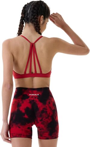 AUROLA Dream Tie Dye Workout Shorts for Women Seamless Scrunch Soft Active Shorts,Deep Red Tie Dye,S in Kuwait