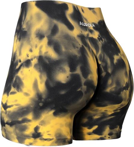 AUROLA Dream Tie Dye Workout Shorts for Women Seamless Scrunch Soft Active Shorts,Deep Red Tie Dye,S in Saudi Arabia