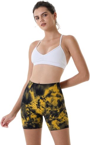 AUROLA Dream Tie Dye Workout Shorts for Women Seamless Scrunch Soft Active Shorts,Deep Red Tie Dye,S in Saudi Arabia