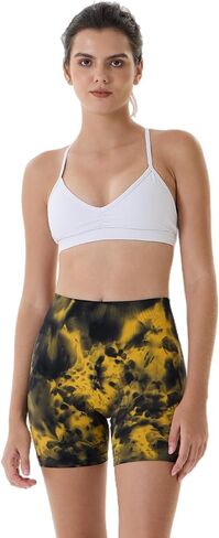 AUROLA Dream Tie Dye Workout Shorts for Women Seamless Scrunch Soft Active Shorts,Deep Red Tie Dye,S in Saudi Arabia