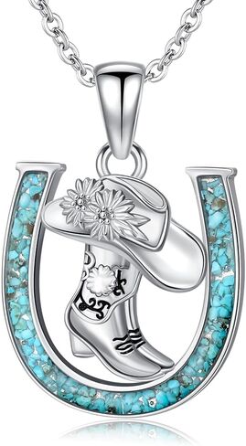 Horseshoe Horse Necklace 925 Sterling Silver Horse Pendant Lucky Horseshoe Jewelry Gifts for Women Girls in Saudi Arabia