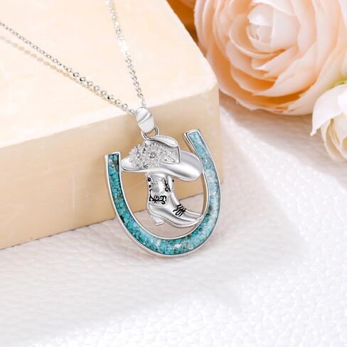 Horseshoe Horse Necklace 925 Sterling Silver Horse Pendant Lucky Horseshoe Jewelry Gifts for Women Girls in Saudi Arabia