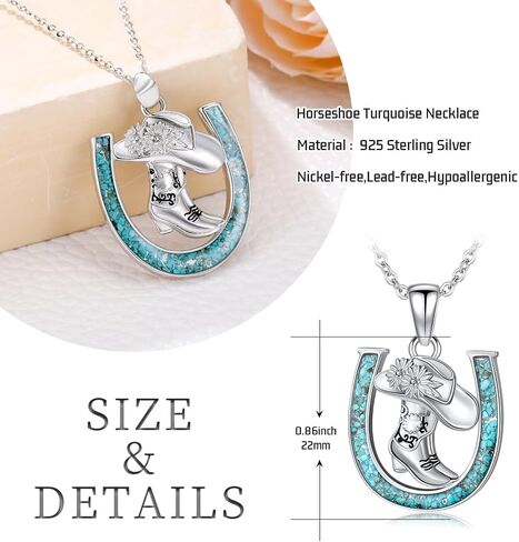 Horseshoe Horse Necklace 925 Sterling Silver Horse Pendant Lucky Horseshoe Jewelry Gifts for Women Girls in Saudi Arabia