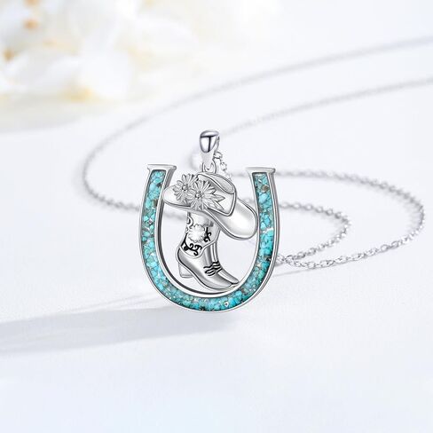 Horseshoe Horse Necklace 925 Sterling Silver Horse Pendant Lucky Horseshoe Jewelry Gifts for Women Girls in Saudi Arabia