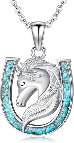 Horseshoe Horse Necklace 925 Sterling Silver Horse Pendant Lucky Horseshoe Jewelry Gifts for Women Girls in Saudi Arabia