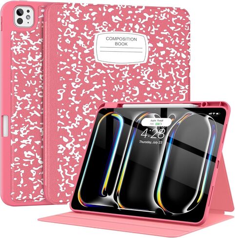 حافظة Supveco لجهاز iPad Pro 13 بوصة (M4) 2024 مع حامل قلم رصاص - [تدعم شحن قلم Apple + الاستيقاظ/السكون التلقائي]، حافظة قابلة للطي ممتازة مع غطاء خلفي ناعم نحيف من مادة TPU لجهاز iPad Pro 13 بوصة - أسود in Kuwait