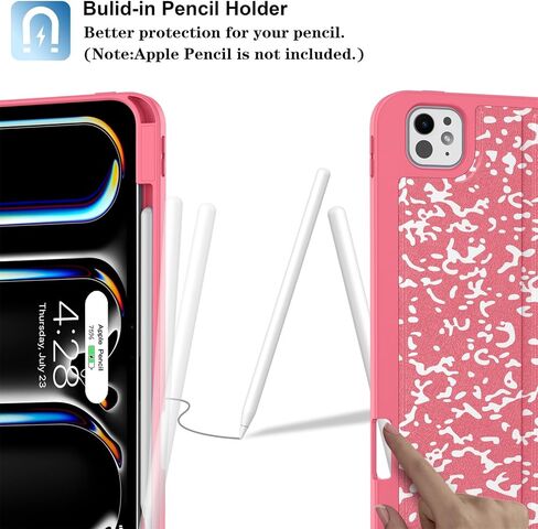 حافظة Supveco لجهاز iPad Pro 13 بوصة (M4) 2024 مع حامل قلم رصاص - [تدعم شحن قلم Apple + الاستيقاظ/السكون التلقائي]، حافظة قابلة للطي ممتازة مع غطاء خلفي ناعم نحيف من مادة TPU لجهاز iPad Pro 13 بوصة - أسود in Kuwait