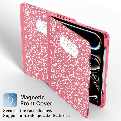 حافظة Supveco لجهاز iPad Pro 13 بوصة (M4) 2024 مع حامل قلم رصاص - [تدعم شحن قلم Apple + الاستيقاظ/السكون التلقائي]، حافظة قابلة للطي ممتازة مع غطاء خلفي ناعم نحيف من مادة TPU لجهاز iPad Pro 13 بوصة - أسود in Kuwait