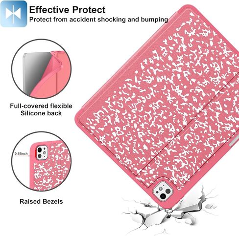 حافظة Supveco لجهاز iPad Pro 13 بوصة (M4) 2024 مع حامل قلم رصاص - [تدعم شحن قلم Apple + الاستيقاظ/السكون التلقائي]، حافظة قابلة للطي ممتازة مع غطاء خلفي ناعم نحيف من مادة TPU لجهاز iPad Pro 13 بوصة - أسود in Kuwait