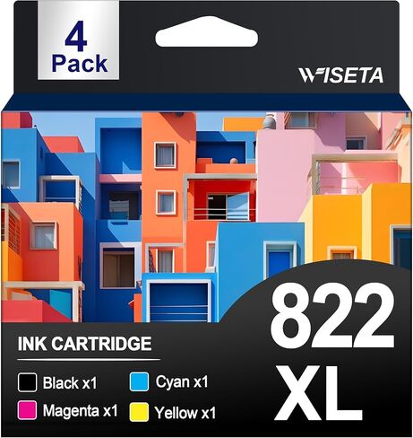 Wiseta Remanufactured Ink Cartridge Replacement for Epson 252XL 252 XL T252XL120 to use with Workforce WF-7110 WF-7720 WF-7710 WF-3620 WF-3620 WF-3640 (Black, Cyan, Magenta, Yellow 4 Pack) in Saudi Arabia