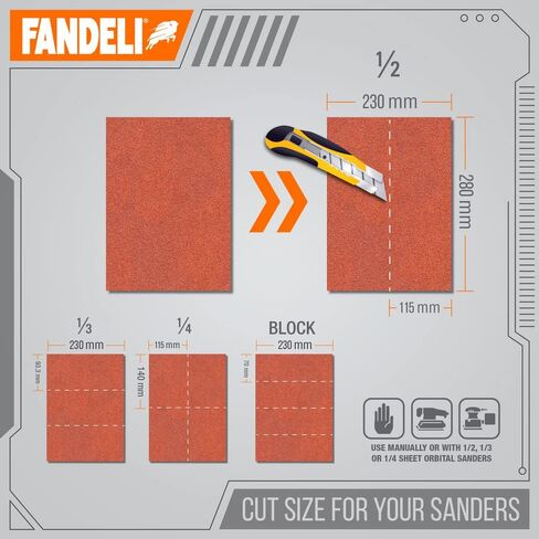 Fandeli | Wood Sanding Paper | Coarse Grit | 50 Sheets of 9'' x 11'' | Perfect for Sanding Wood | Hand Sanding | Orbital Sanders in Saudi Arabia