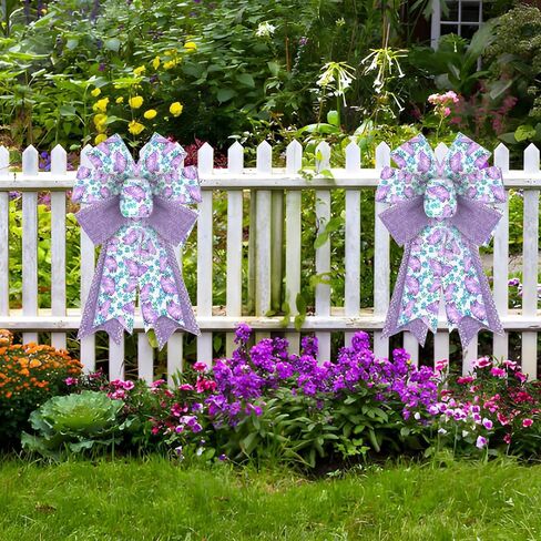 2Rolls Spring Flowers Ribbons Wired Edge Ribbon Wreath Bow, 2.5"×10 Yard Wired Edge Ribbons Burlap Ribbon Beautiful Floral Roses Craft Ribbons Gift Wrapping DIY Handicrafts Decorations in Kuwait