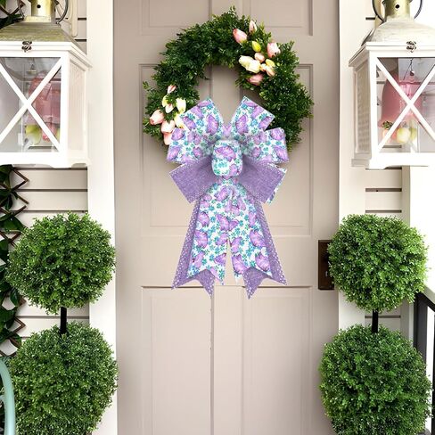 2Rolls Spring Flowers Ribbons Wired Edge Ribbon Wreath Bow, 2.5"×10 Yard Wired Edge Ribbons Burlap Ribbon Beautiful Floral Roses Craft Ribbons Gift Wrapping DIY Handicrafts Decorations in Kuwait