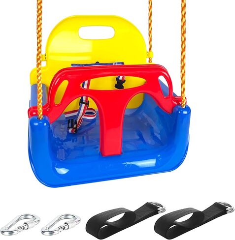 KINSPORY Toddler Swing Seat, 3-in-1 Infant Swing, Secure Detachable Baby Swing Seat with Hanging Straps for Swing Sets Backyard Patio Garden Tree Park Play Equipment (Red) in Saudi Arabia