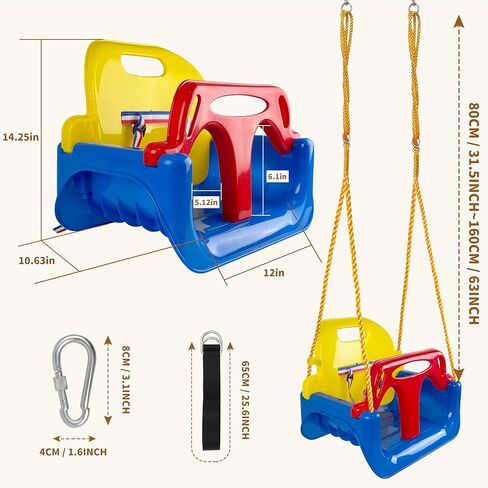 KINSPORY Toddler Swing Seat, 3-in-1 Infant Swing, Secure Detachable Baby Swing Seat with Hanging Straps for Swing Sets Backyard Patio Garden Tree Park Play Equipment (Red) in Saudi Arabia