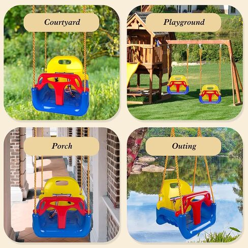 KINSPORY Toddler Swing Seat, 3-in-1 Infant Swing, Secure Detachable Baby Swing Seat with Hanging Straps for Swing Sets Backyard Patio Garden Tree Park Play Equipment (Red) in Saudi Arabia