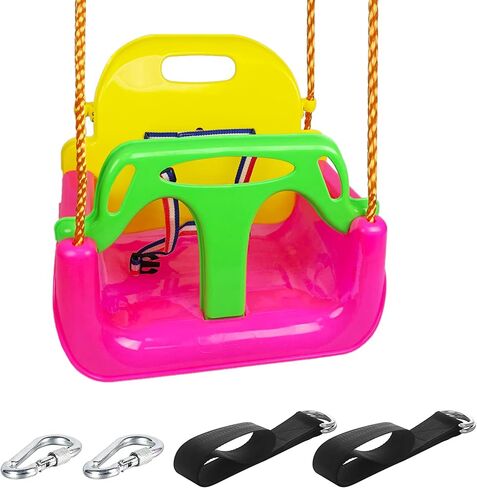 KINSPORY Toddler Swing Seat, 3-in-1 Infant Swing, Secure Detachable Baby Swing Seat with Hanging Straps for Swing Sets Backyard Patio Garden Tree Park Play Equipment (Red) in Saudi Arabia