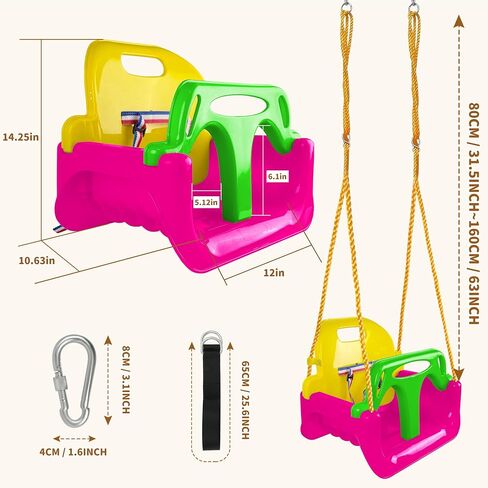 KINSPORY Toddler Swing Seat, 3-in-1 Infant Swing, Secure Detachable Baby Swing Seat with Hanging Straps for Swing Sets Backyard Patio Garden Tree Park Play Equipment (Red) in Saudi Arabia