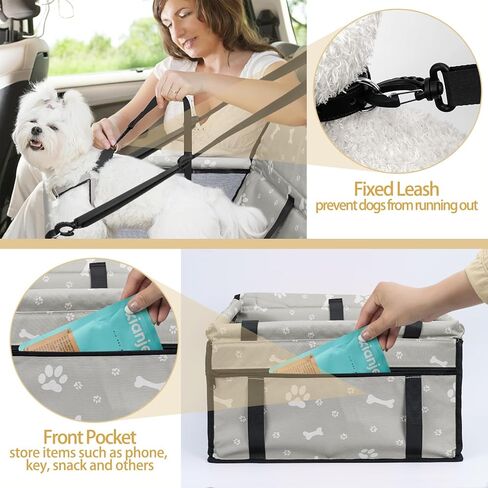 PetsHome Dog Car Seat Foldable Dog Car Booster Seat Waterproof Breathable Oxford Travel Bag for Small to Medium Dogs, Puppies, and Pets-Pattern Blue in Saudi Arabia