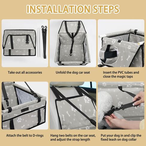 PetsHome Dog Car Seat Foldable Dog Car Booster Seat Waterproof Breathable Oxford Travel Bag for Small to Medium Dogs, Puppies, and Pets-Pattern Blue in Saudi Arabia