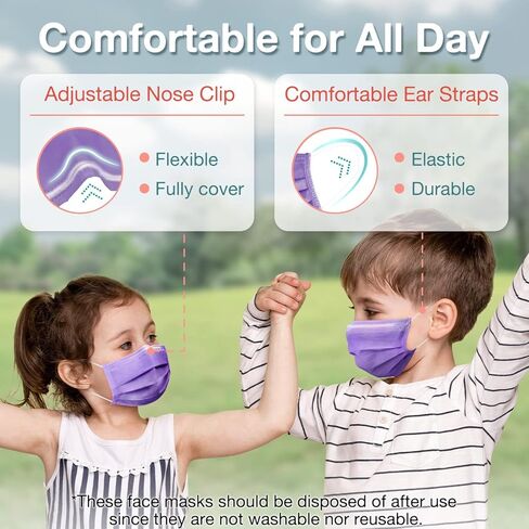 Medtecs Kids Face Mask Disposable - 2 Sizes Option (Child/Youth) 50 PCs - Comfy 3-Ply Breathable Children Masks, The Better & Safer Choice - Youth | Cobalt Blue in Kuwait